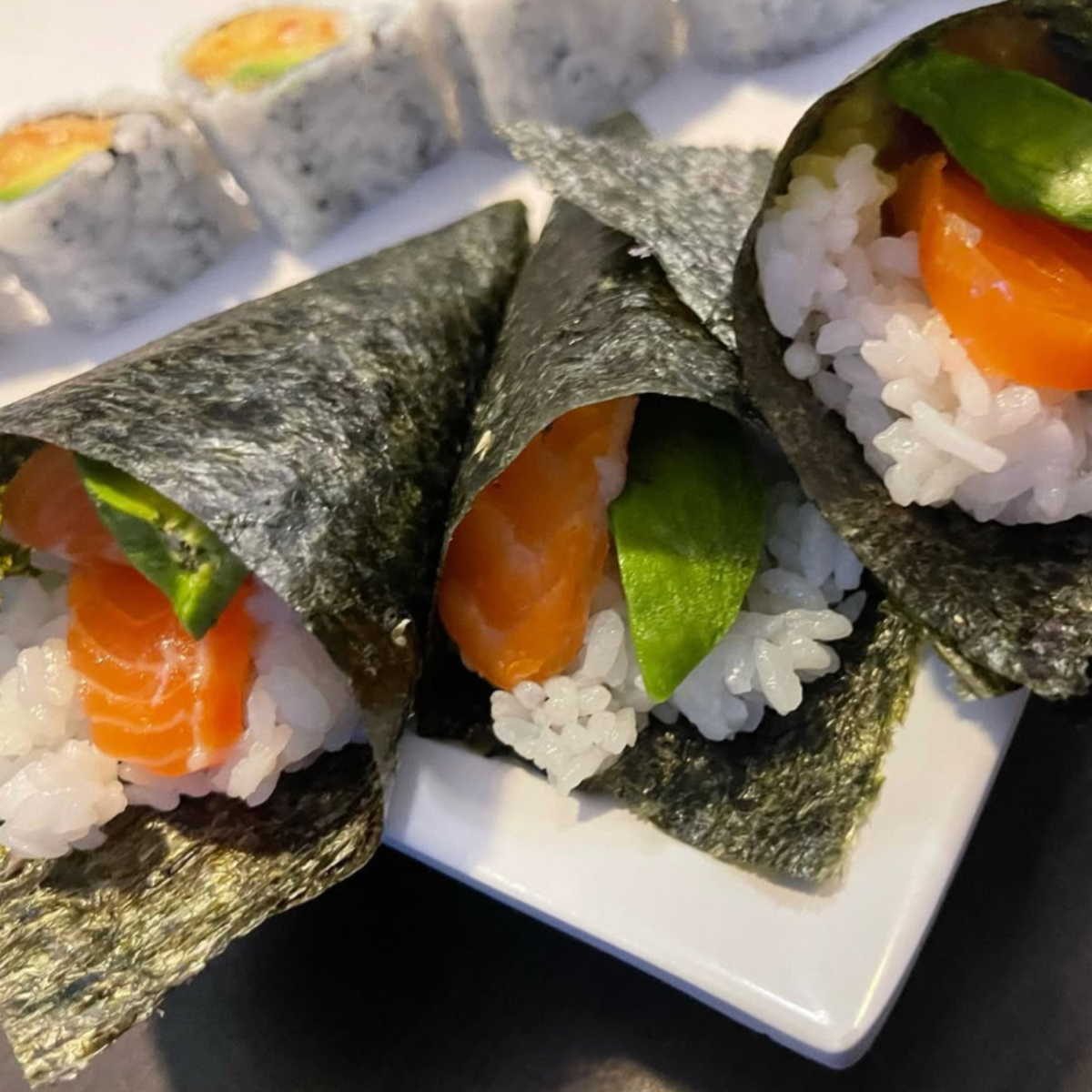 close up of sushi roll