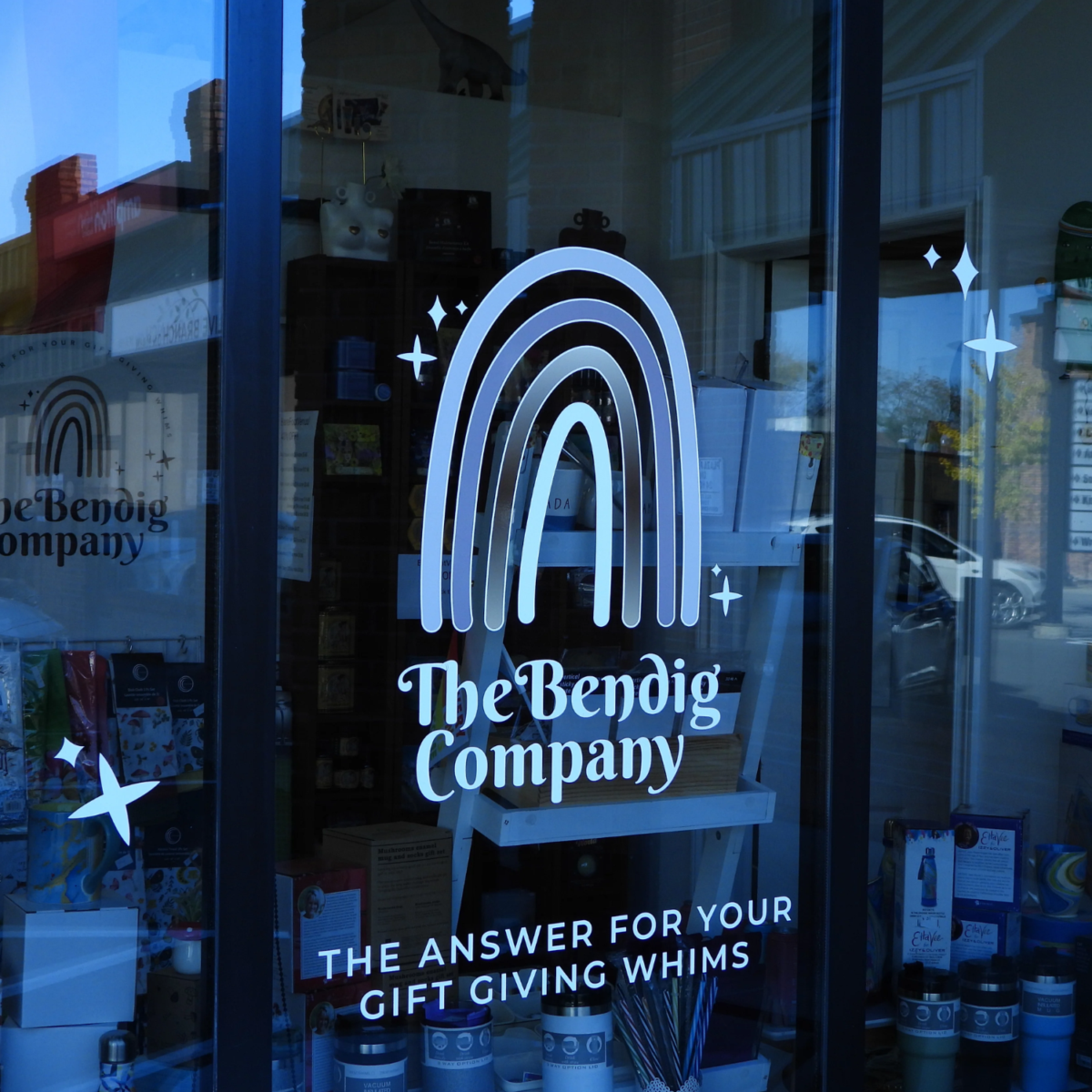 Front window with The Bendig Company Logo and subtext saying 