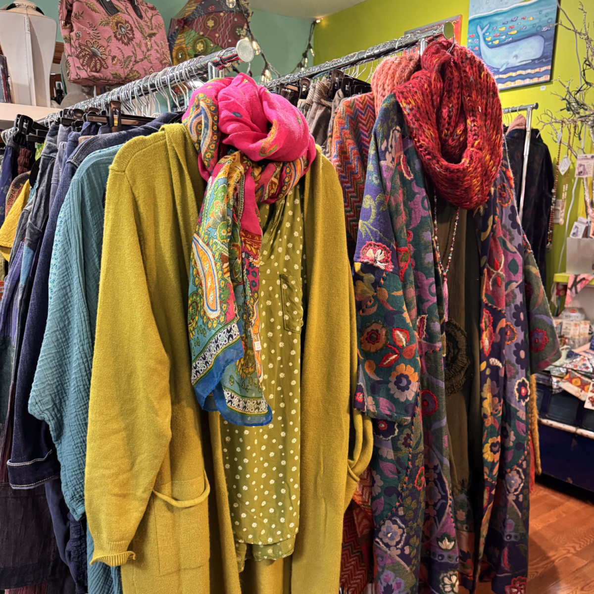 Colourful Women's clothing and scarves